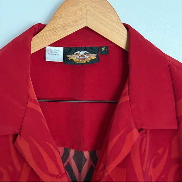 Vintage Harley-Davidson Motorcycle Flames Button Up Shirt Size XL - Picture 2 of 7